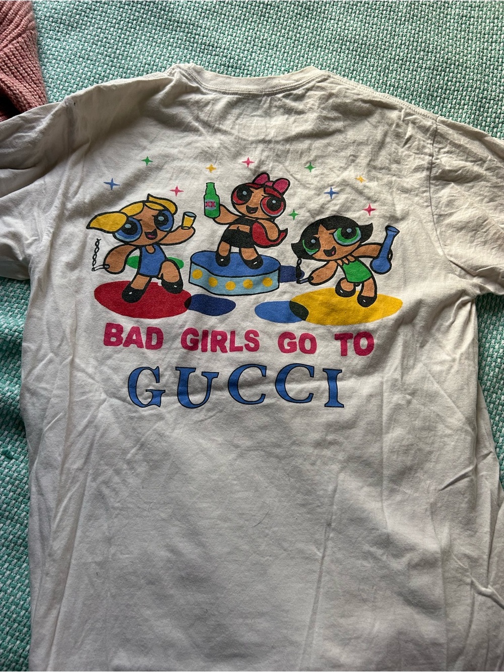 Rare Megayacht White 'Bad Girls Go to Gucci' Powerpuff Graphic Tee